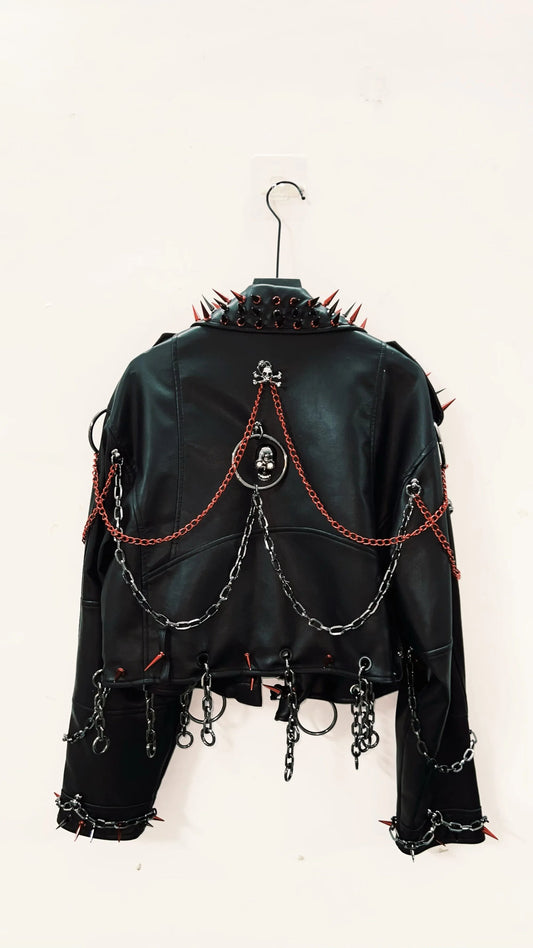 vintage Leather jacket Gothic Leather jacket Punk Leather jacketoversizeLeather jacket Rivet Leather jacket skull Leather jacket SS69