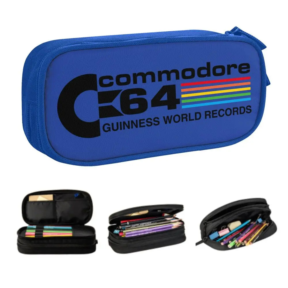 Custom Kawaii Retro Commodore 64 Pencil Case for Girls Boys C64 Amiga Computer Large Capacity Pen Box Bag Stationery SS69