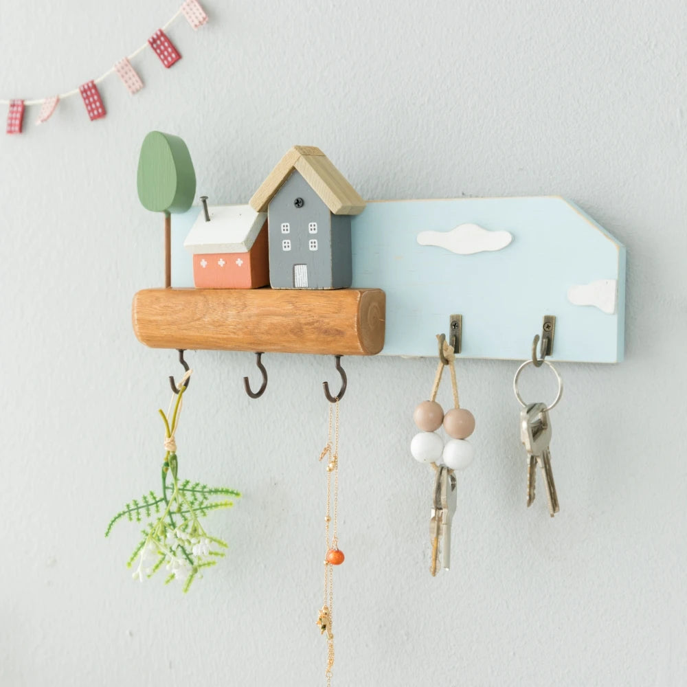 Fairytale Town Wooden Wall Hook Rack for Keys