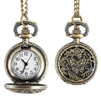 Fashion Women Quartz Pocket Watch Alloy Hollow Out  Butterflies Vintage Sweater Chain Necklace Pendant Clock Gifts SS69 8.69 Brown