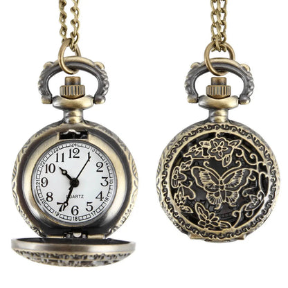 Fashion Women Quartz Pocket Watch Alloy Hollow Out  Butterflies Vintage Sweater Chain Necklace Pendant Clock Gifts SS69 8.69 Brown