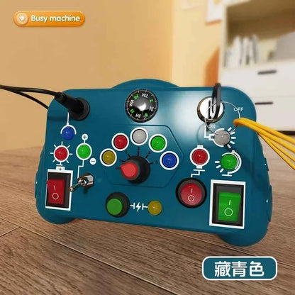 Montessori Busy Board Sensory Toys Cartoon with LED Light Switch Control Board Travel Activities Children Game for 2-4 Years Old
