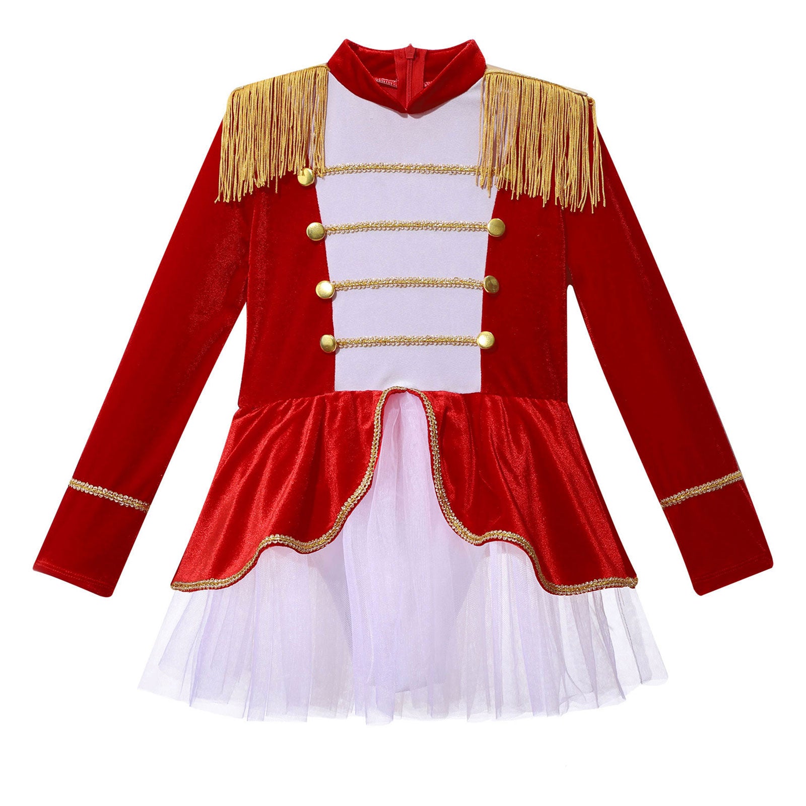 Inlzdz Women's Sequin Tassel Ringmaster Leotard Dress