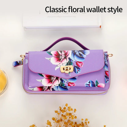 Phone Case Smartphone Android Cases Samsung Galaxy S25 Ultra Accessories Magsafe Wallet Luxury Lanyard Leather Zipper Flower Bag SS69