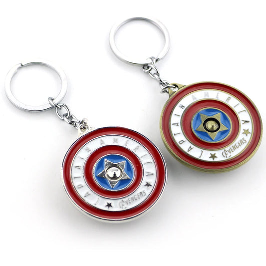 Marvel Captain America Shield Keychain Fun Rotate Relieve Anxiety Toy Keyring Avengers Car Bag Key Holder SS69