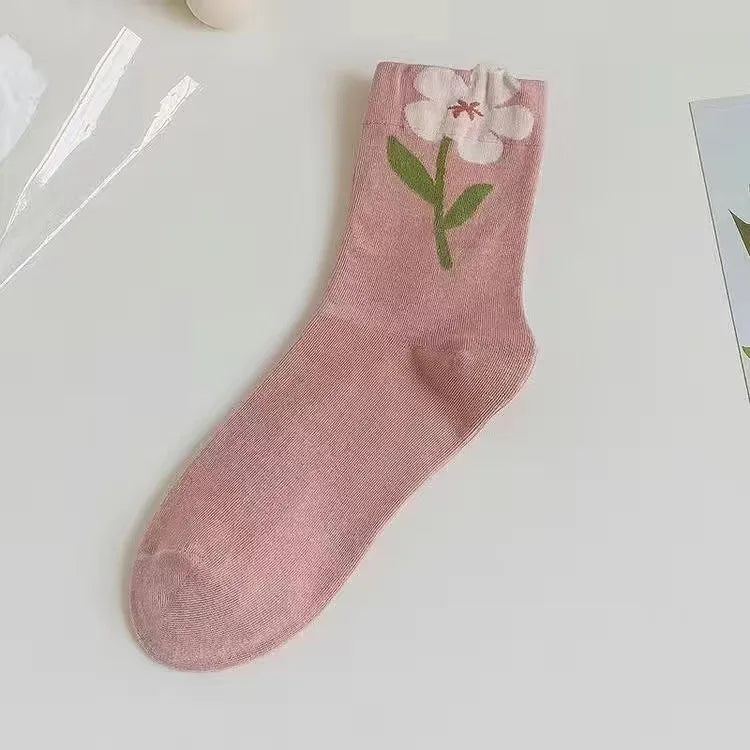Fashion Harajuku Retro Floral Vintage Socks Woman Novelty Ethnic Elegant Cotton Casual Breathable Ladies Girls Dress Sox Autumn SS69 8.69 LYYZ11H5 / 35 - 40