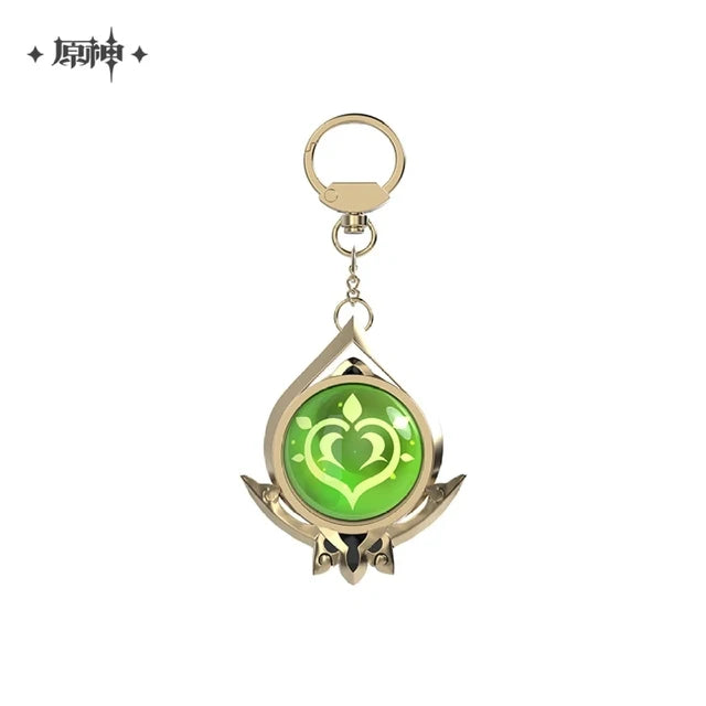 [Genuine]  Anime Game Genshin Impact 2023 Carnival Theme Cosplay Vision Elemental Pendant Rock Wind Garss Metal Backpack Charms