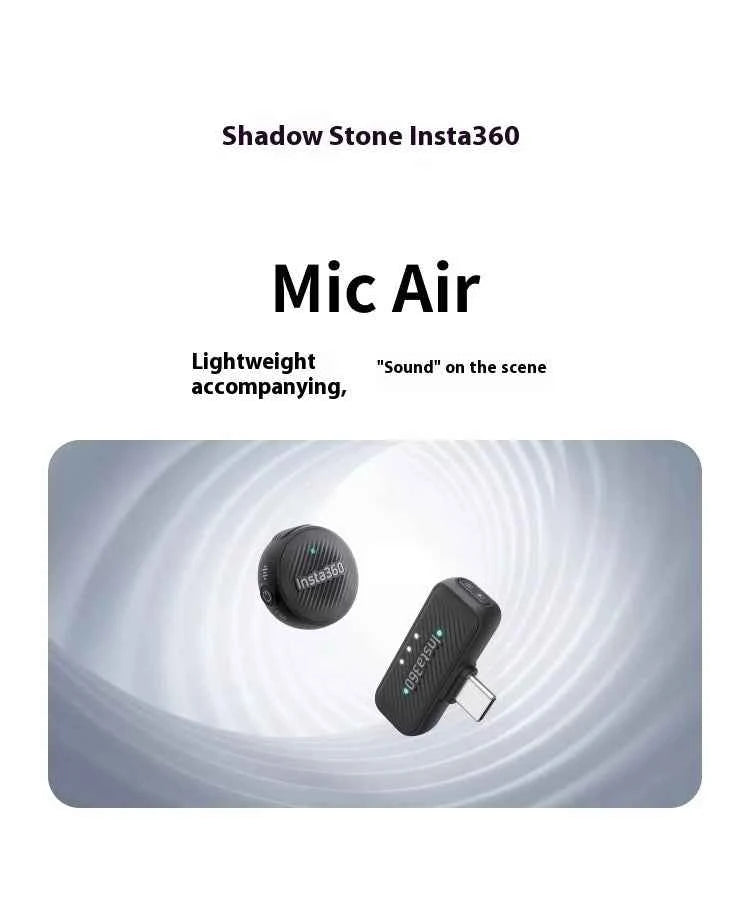 Insta360 X5 Mic Air Transmitter 48khz High-Quality Noise Reduction Compatibility Flow 2 Pro Custom  Recording Upport One-Click