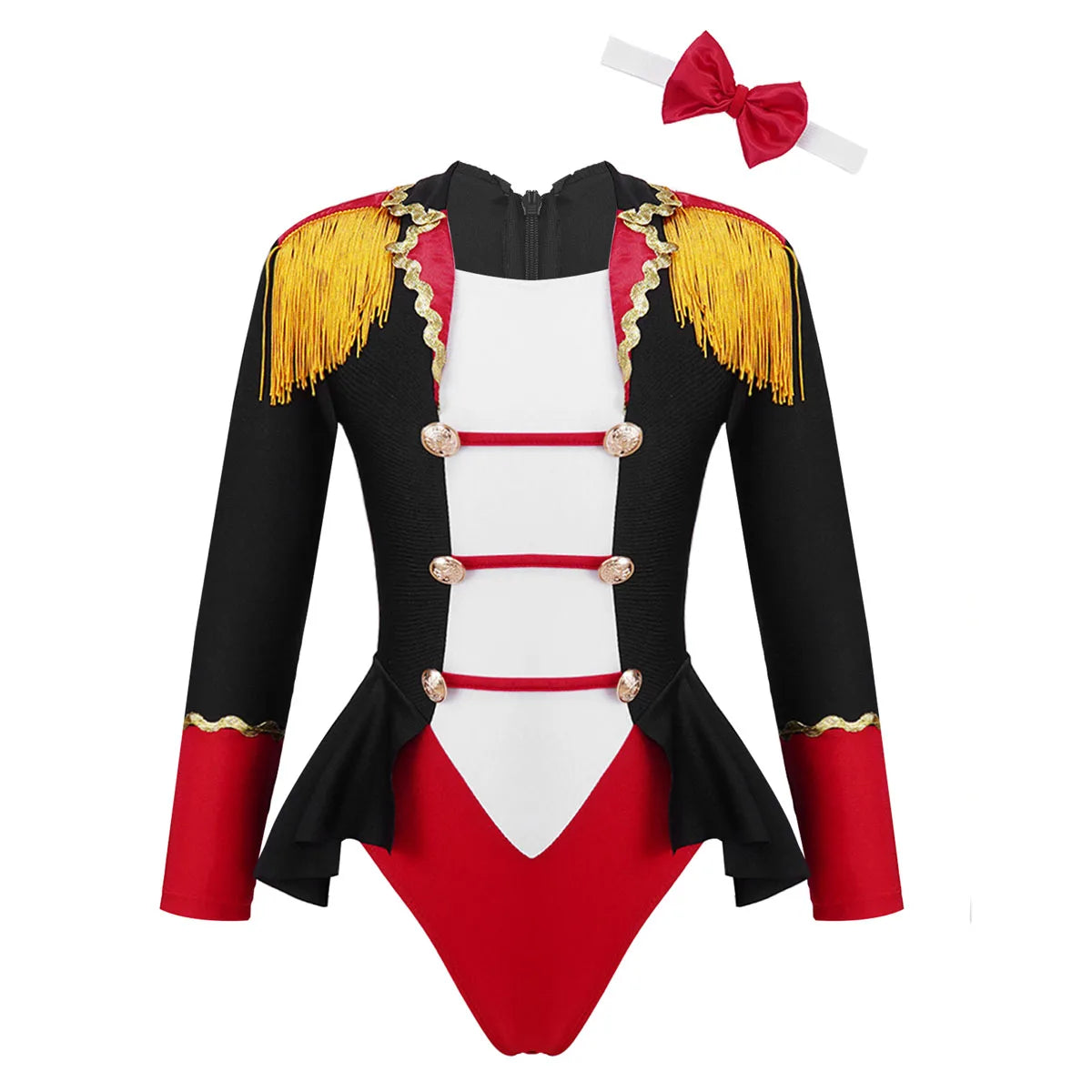 Girls Circus Ringmaster Jumpsuit Long Sleeve Patchwork Costume