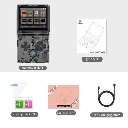 RG35XXSP Fold Handheld Game Consoles 3.5 Inch 640*480 IPS Screen 3300mAh Linux System HDMI-TV Output Retro Video Game Player SS69 105.69 Black TR / france / 128G With Bag