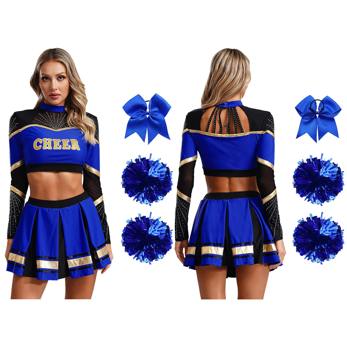 SS69 Women Cheerleading Performance Costume Set with Crop Top and Skirt