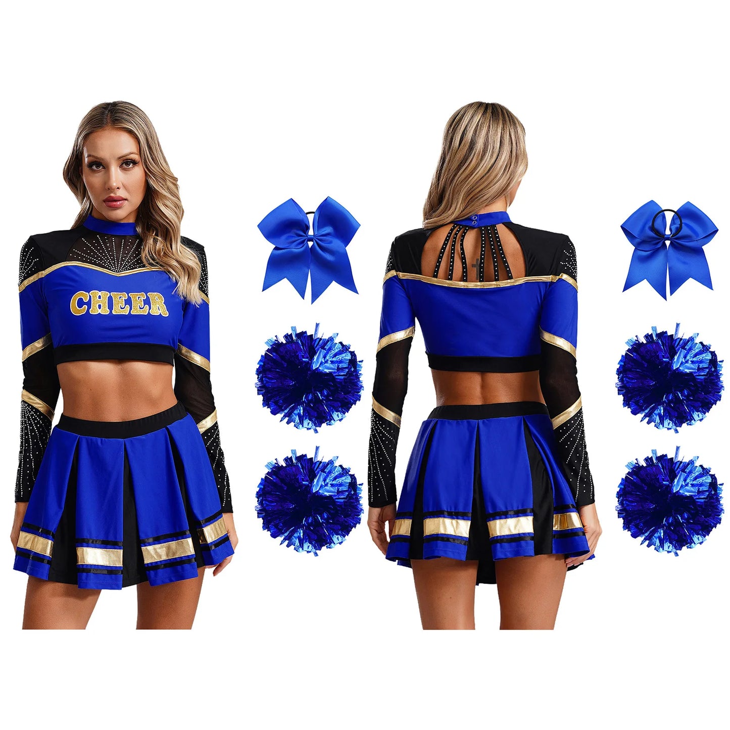 SS69 Women Cheerleading Performance Costume Set with Crop Top and Skirt