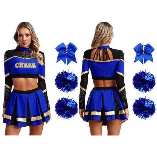 SS69 Women Cheerleading Performance Costume Set with Crop Top and Skirt