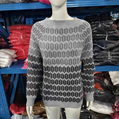 Spring Knitted Women's Sweater O-neck Long Sleeve Casual Loose Sweater Elegant Trendy Print Female Winter Fashion Ladies Clothes