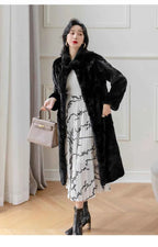 HDHOHR 2025 100% Real Mink Fur Coat Women Long High Quality Natural Mink Fur Jackets Winter Thick Warm Luxury Female Fur Parkers