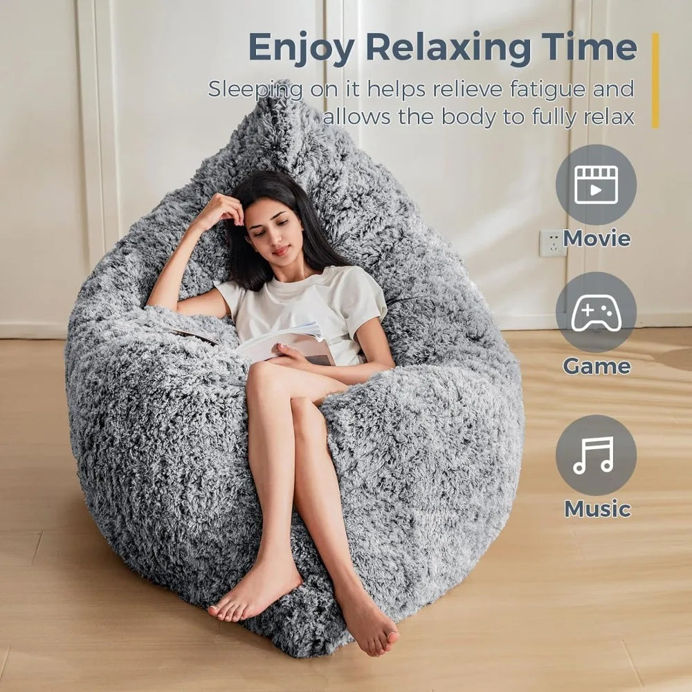 3 in 1 Bean Bag Chair, Giant Bean Bag Sofa Bed, Floor Mattress with High-Density Foam Filling, Bean Bag Chair for Adult