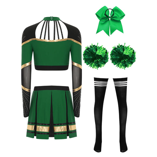 SS69 Women Cheerleading Performance Costume Set with Crop Top and Skirt