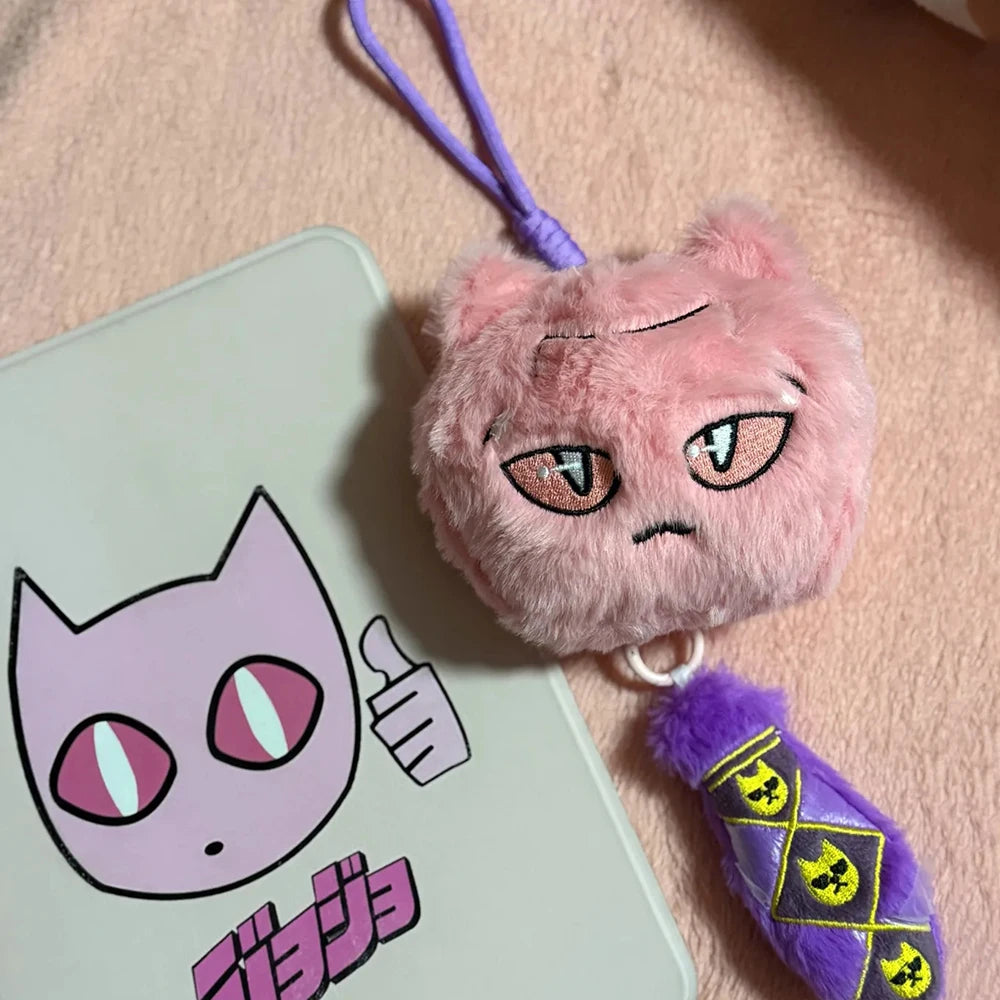 Anime JOJO Kira Yoshikage Cosplay Keychain Cute Plush Stuffed Cotton Doll Backpack Pendant Keyring Christmas Decoration
