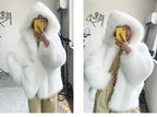 Nerazzurri Women's Faux Fur Coat with Hood - Warm & Fluffy