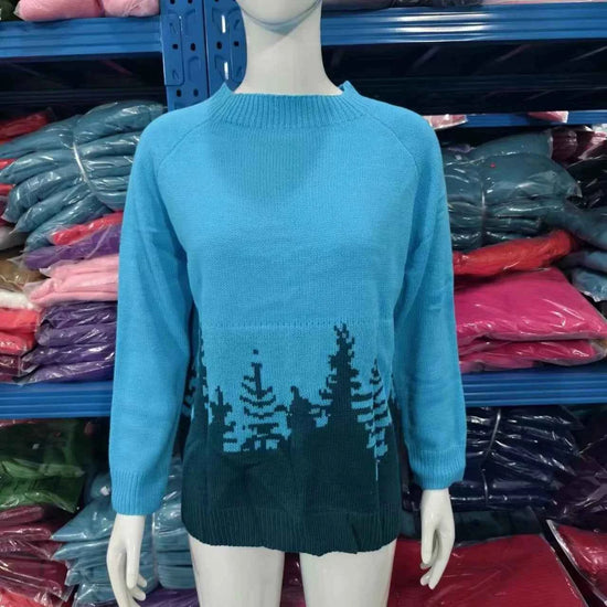 Spring Knitted Women's Sweater O-neck Long Sleeve Casual Loose Sweater Elegant Trendy Print Female Winter Fashion Ladies Clothes