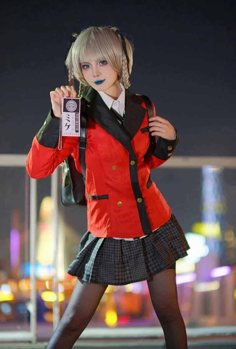 Anime Kakegurui Cosplay Costume Kirari Momobami Uniform Yumeko Sayaka Compulsive Gambler Japanese School Girl Pleated Skirt Suit SS69