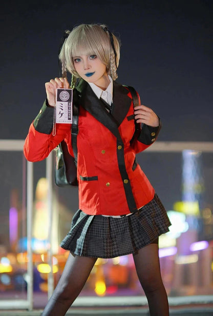 Anime Kakegurui Cosplay Costume Kirari Momobami Uniform Yumeko Sayaka Compulsive Gambler Japanese School Girl Pleated Skirt Suit SS69