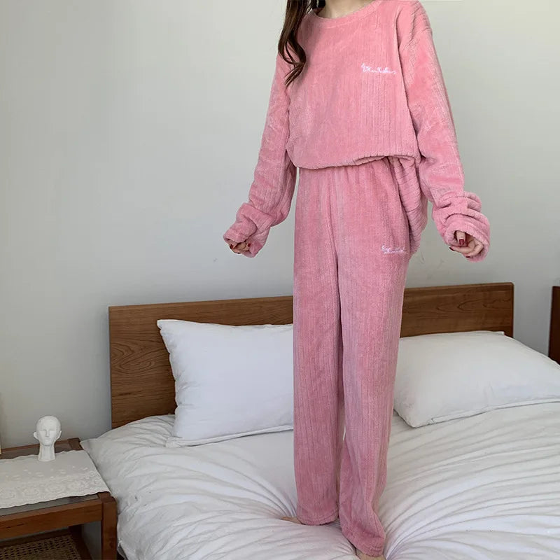 Women's Coral Fleece Pajama Set - Cozy Winter Loungewear