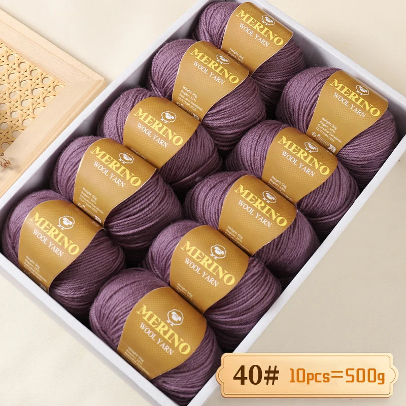 500g of High-Quality 212 Medium-Fine Alpaca Wool Yarn, Suitable for Knitting Sweaters, Scarves, and Hats, 10 Skeins/Pack