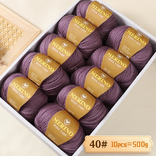 500g of High-Quality 212 Medium-Fine Alpaca Wool Yarn, Suitable for Knitting Sweaters, Scarves, and Hats, 10 Skeins/Pack