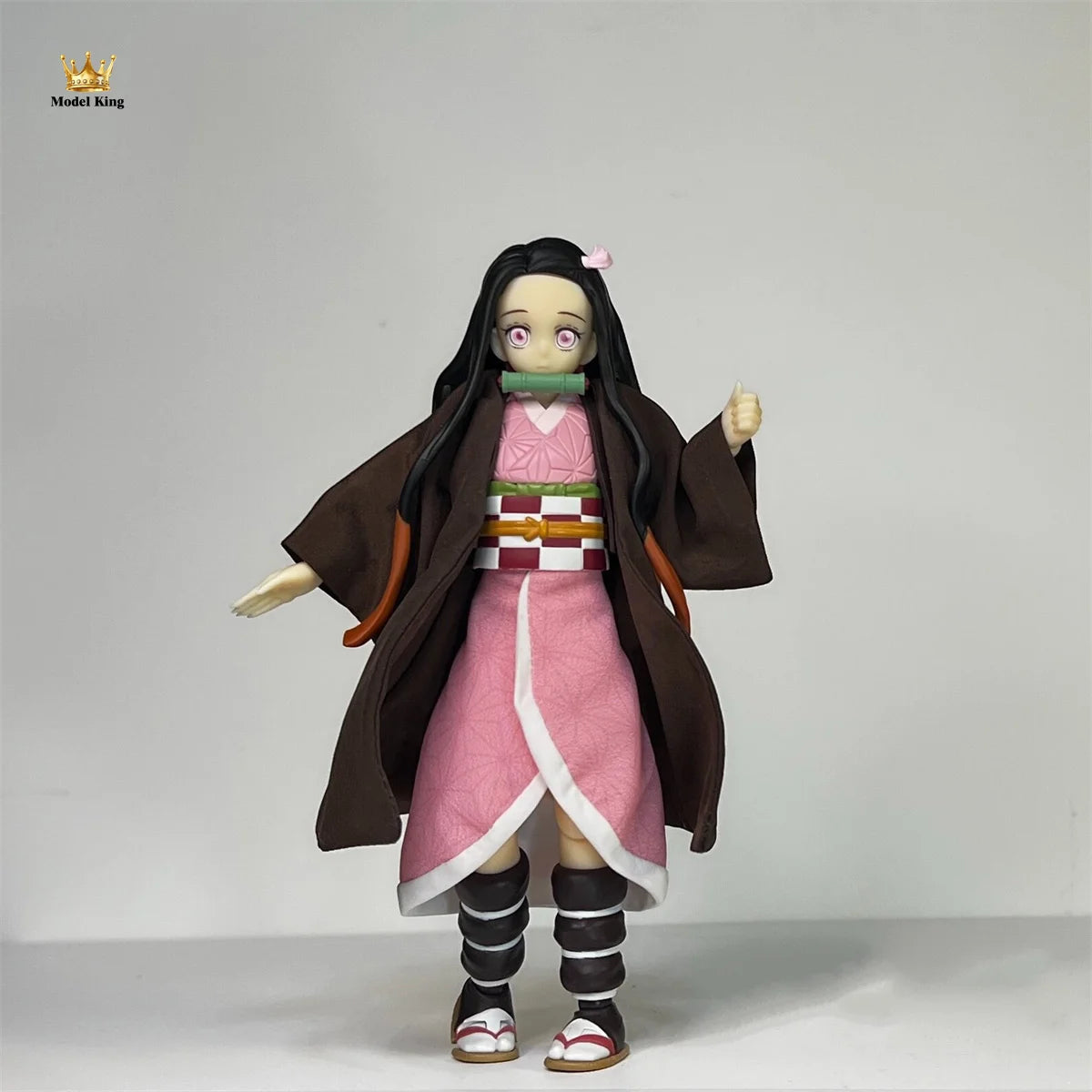 Handmade 1/12 Classic Anime Character Kamado Nezuko Coffee Colored Kimono Pink Skirt Set Fit shf Action Figures Body Model SS69