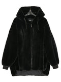 Nerazzurri Winter White Oversized Faux Fur Jacket Women with Hood Raglan Sleeve Zipper Korean Fashion Clothing for Womens 2021