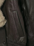 TFMLN Women's Faux Leather Jacket with Detachable Fur Collar