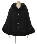 Godivana Women's Double-Layer Hooded Knitted Poncho with Ribbon