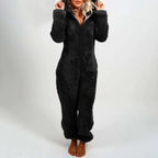 Women Hooded Sleepwear Onesies Fluffy Plush Thermal Warm Hoodies Jumpsuits Rompers Loose Zipper Bodysuits Pajamas Overall 5XL
