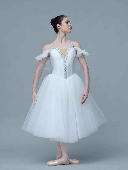 White Ballet Dress Long Romantic Ballet Tutu Professional Swan Lake Ballerine Femme Children Girls Fairy Ballet Costume