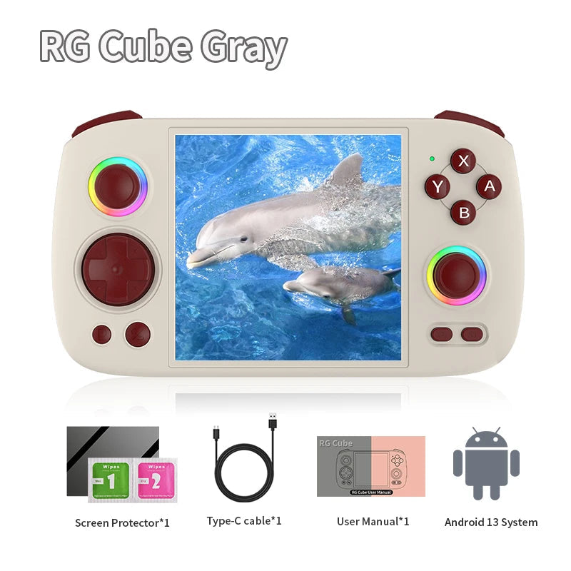 ANBERNIC RG Cube Handheld Game Console 3.95'' IPS Multi-touch Screen T820 Android 13 RGB Joystick 5200mAh Video Gaming Consoles SS69 201.69 Gray / Poland / Only Game Console