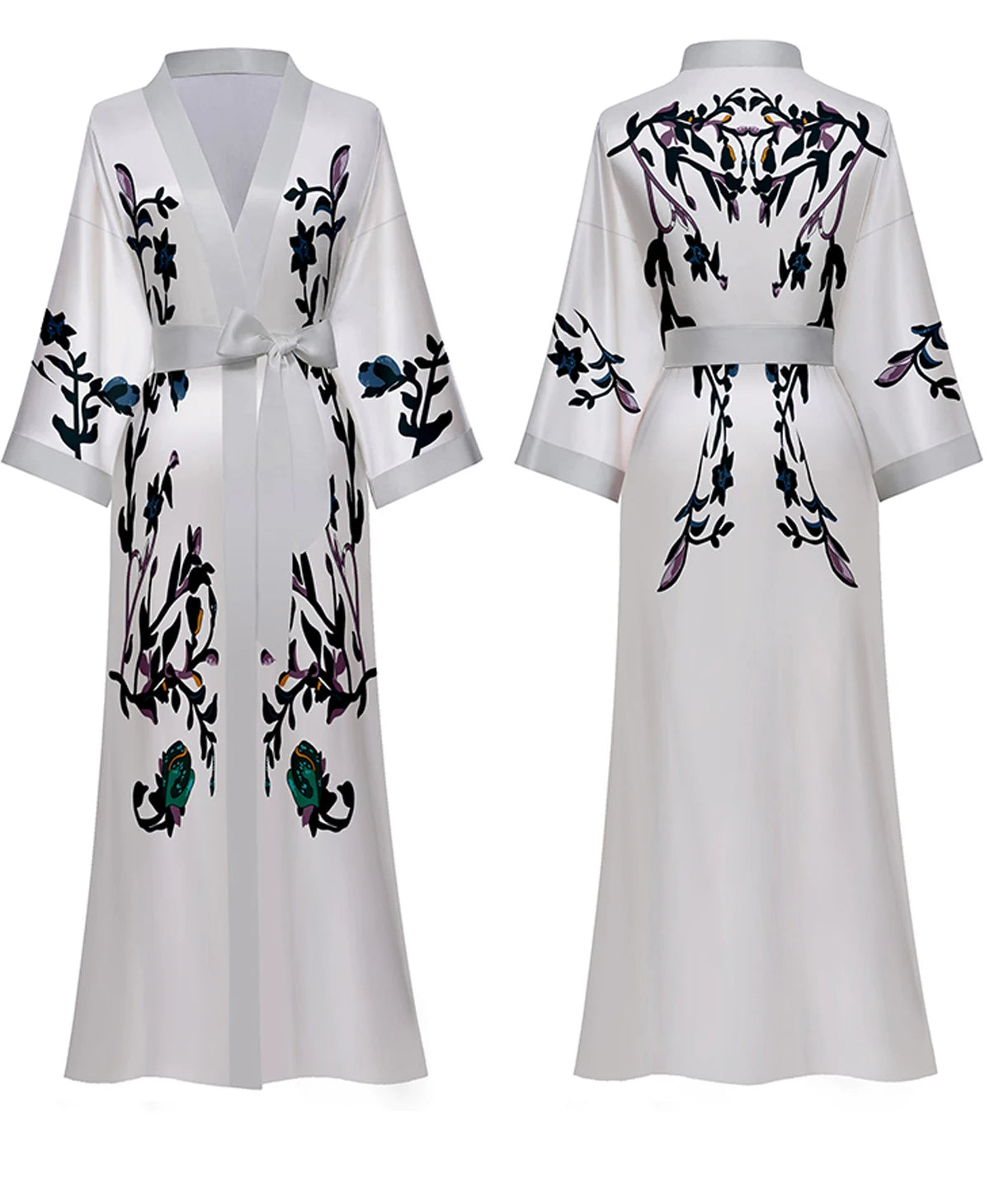 Women's Long Silk Satin Kimono Robe - Lightweight & Soft