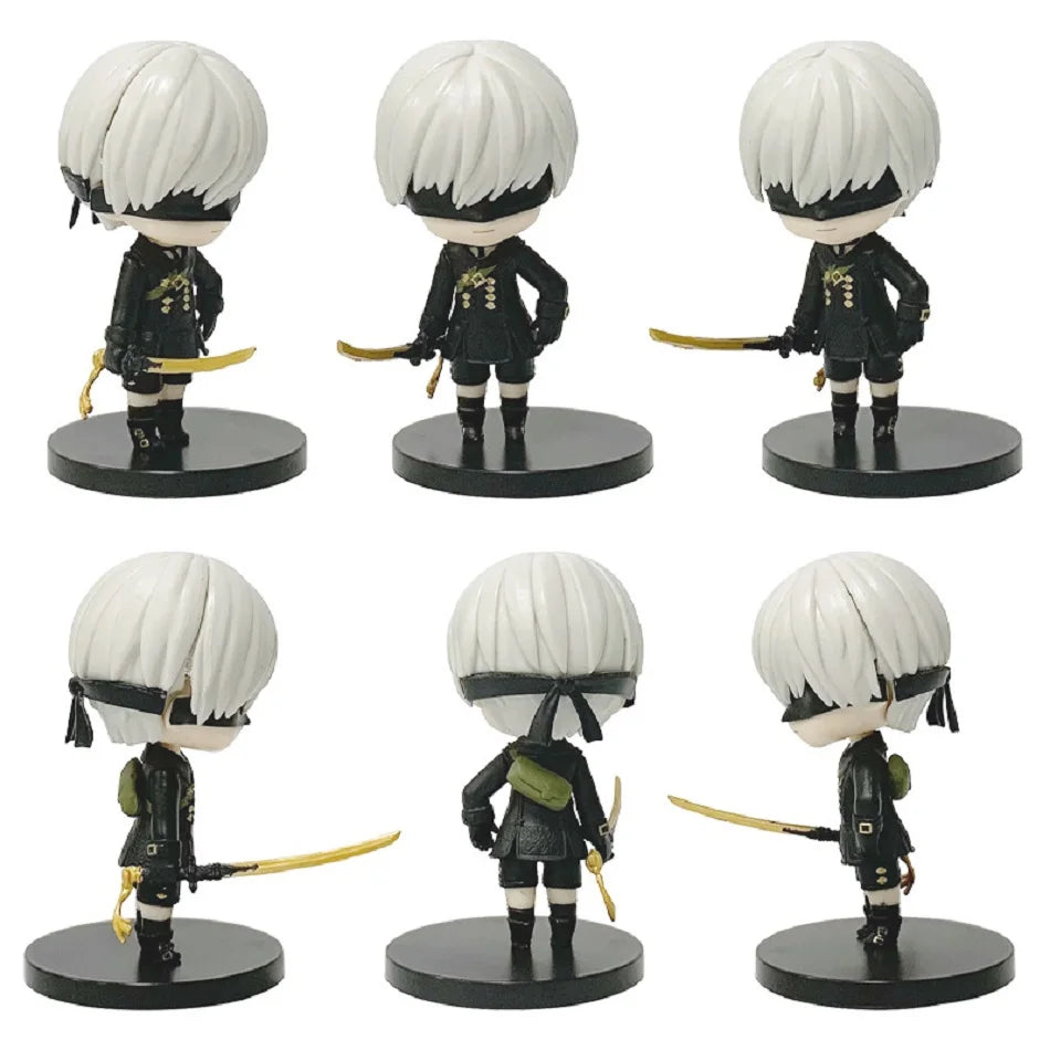 6pcs Q-version Anime Nier Mechanical Era Yurha 2B Miss Sister Sword Star Linkage 9S A2 Handmade Blind Box Doll Desktop Ornament SS69