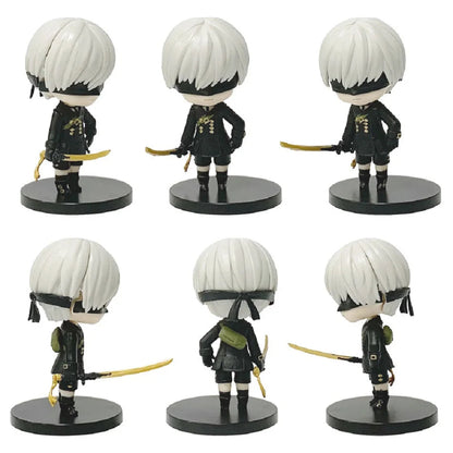 6pcs Q-version Anime Nier Mechanical Era Yurha 2B Miss Sister Sword Star Linkage 9S A2 Handmade Blind Box Doll Desktop Ornament SS69