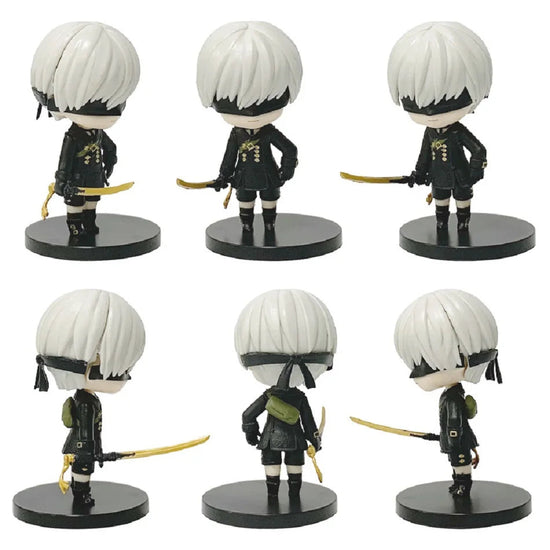 6pcs Q-version Anime Nier Mechanical Era Yurha 2B Miss Sister Sword Star Linkage 9S A2 Handmade Blind Box Doll Desktop Ornament SS69