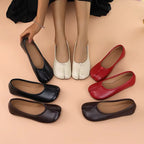 Women's Split-Toe Tabi Ballet Flats, Soft Leather Slip-On