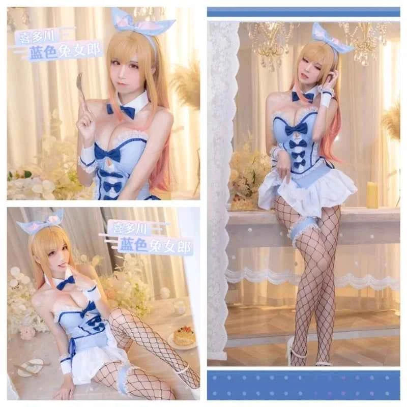 My Dress-Up Darling Kitagawa Marin Cosplay Blue Bunny Girl Marin Kitagawa Wig Bunny Ear Cosplay Costume Con Outfit