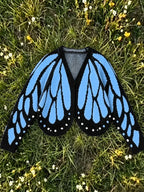 Aesthetic Butterfly Wing Sweater Women Mesh Collar Knitted Cardigan Elegant Fall Winter Long Sleeve Coat Casual Outerwear
