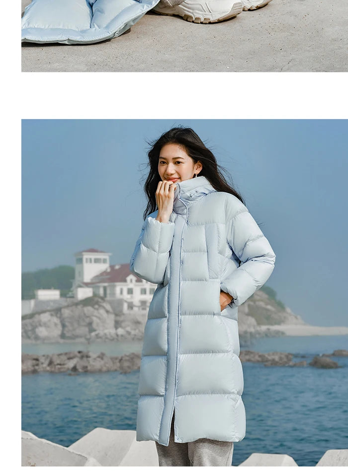 Semir Women's Long Hooded Down Jacket - 90% Duck Down