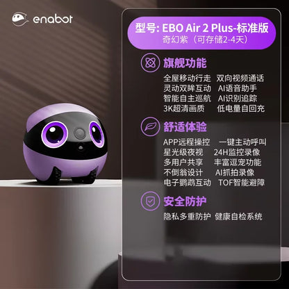Enabot Air 2 Plus Intelligent Robot Wireless Camera AI Robot Remote Monitoring Pet Companion Robot Real Time Control Portable