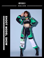 Green K-POP Jazz Dance Costume Set for Women