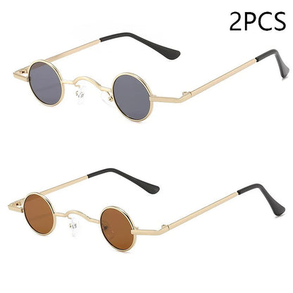 Vintage Rock Punk Man Sunglasses Classic Small Round Sunglasses Women Wide Bridge Metal Frame Black Lens Driving Eyewear SS69 8.69 PURPLE
