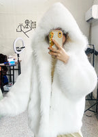 Nerazzurri Women's Faux Fur Coat with Hood - Warm & Fluffy