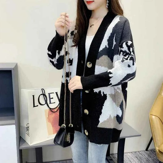 Autumn Winter Cardigan Sweater Women Knitted Coats Fashion Female Long Sleeve Loose Casual Knit Jackets Cardigans Tops Knitwear