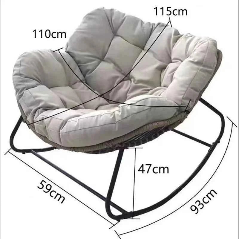 Realife Woven Rattan Rocking Chair Comfortable Soft Bag For Sitting Or Lying Lazy Rocking Chair Balcony Home Use Wrought Iron